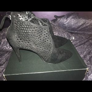Zara black cage faux  suede bootie